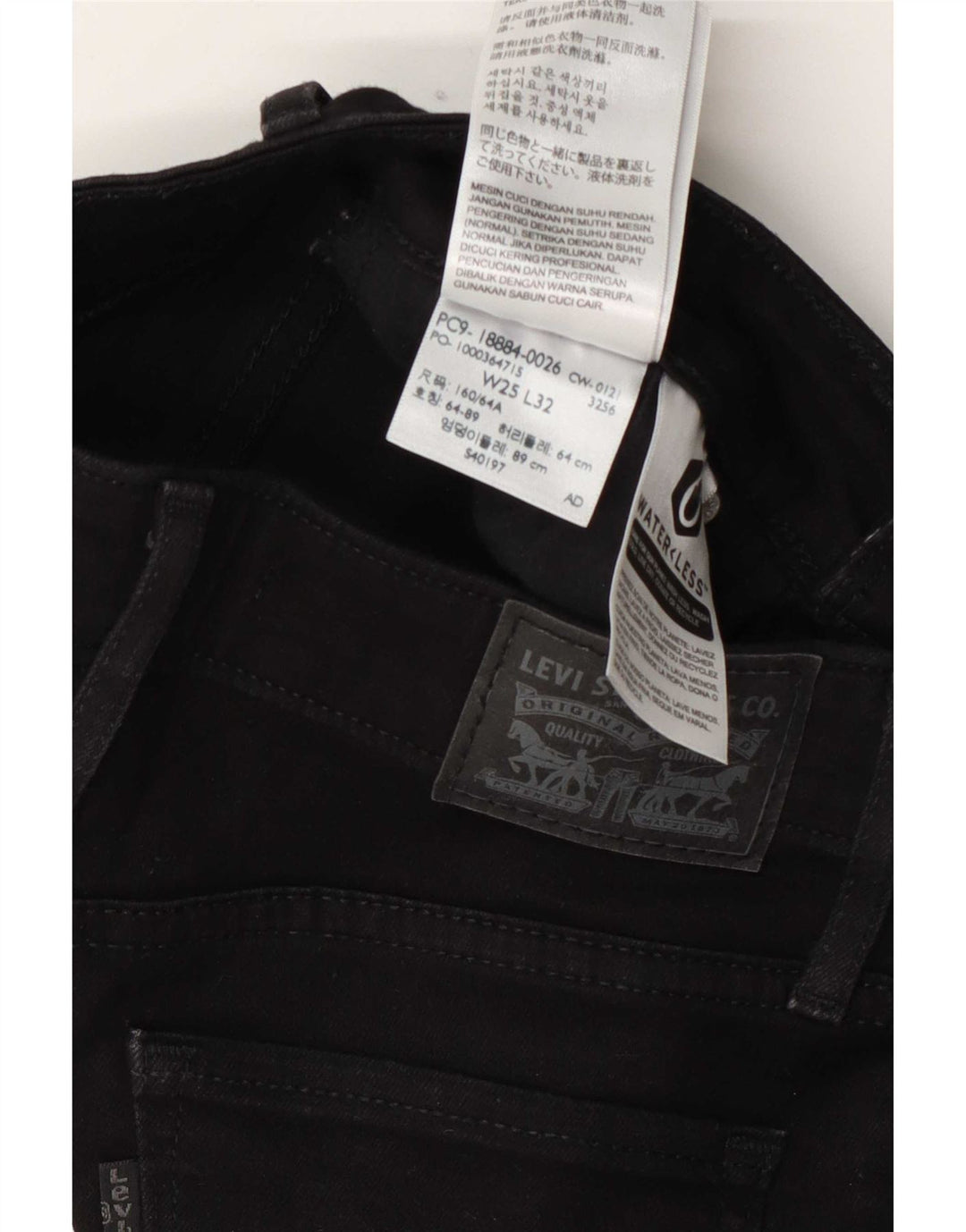 Levi's Damen 712 Slim Jeans W25 L27 Schwarze Baumwolle