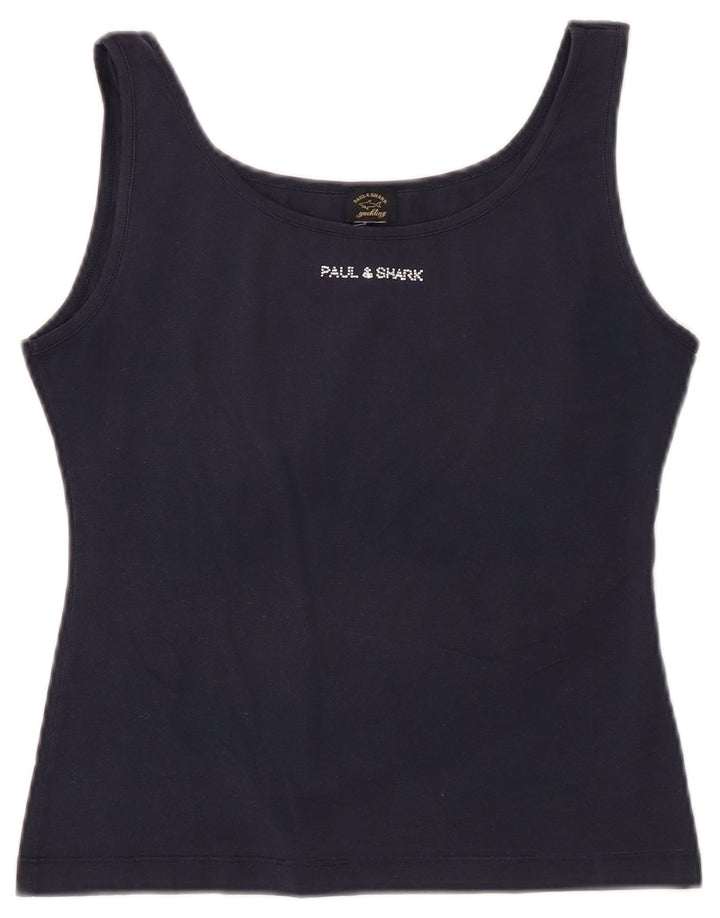 Paul & Shark Damen Crop Vest Top UK 12 Medium Marineblau