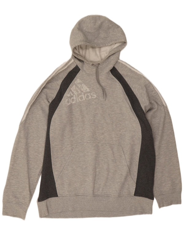 Adidas Herren Graphic Hoodie Pullover 2XL Grau Colourblock Baumwolle