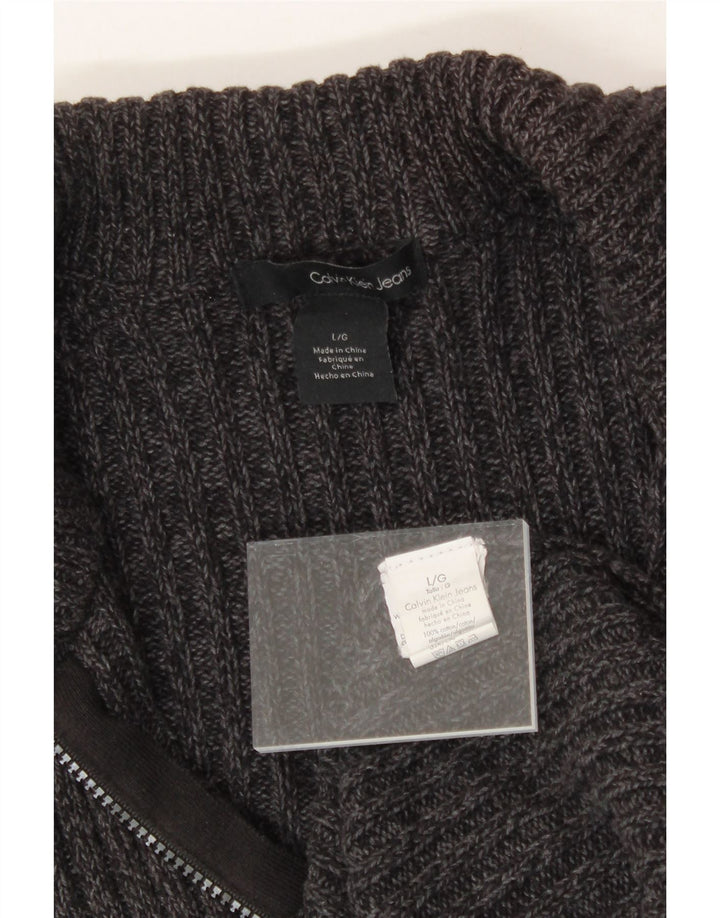 CALVIN KLEIN JEANS Womens Oversized Cardigan Sweater UK 16 Large Grey Vintage Calvin Klein Jeans and Second-Hand Calvin Klein Jeans from Messina Hembry 