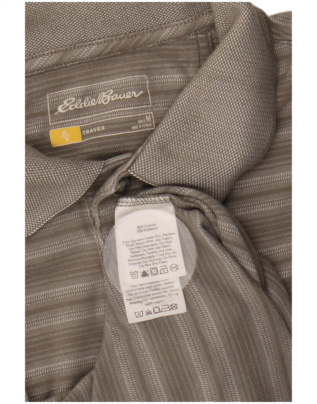 EDDIE BAUER Herren-Poloshirt aus mittelgrauer, gestreifter Baumwolle