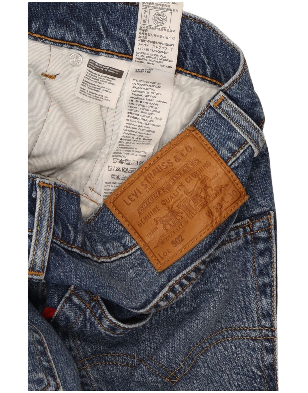 Levi's Herren 502 Tapered Jeans W33 L30 Blaue Baumwolle