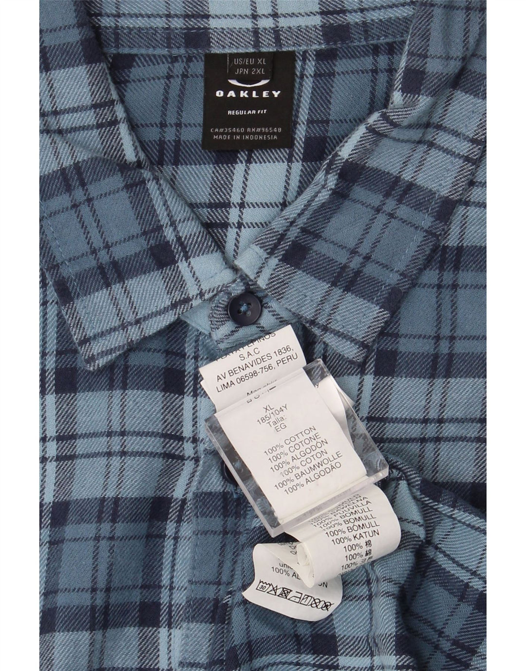 OAKLEY Mens Regular Fit Flannel Shirt XL Blue Check Cotton Vintage Oakley and Second-Hand Oakley from Messina Hembry 