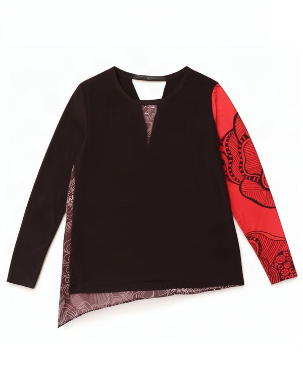 Desigual Womens Graphic Top Langarm UK 14 Medium Mehrfarbig Blumen