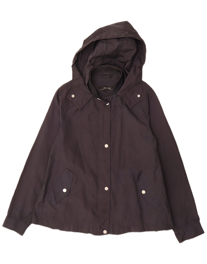 Zara Damen Utility-Jacke mit Kapuze, UK 16, Größe L, Schwarz, Polyester