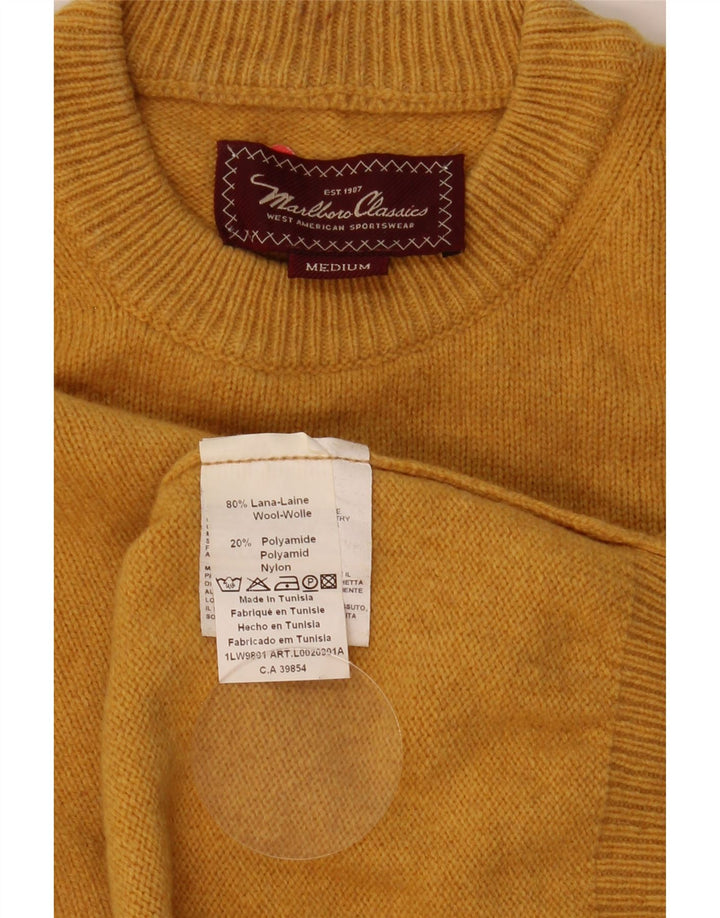 MARLBORO CLASSICS Herren-Pullover mit Rundhalsausschnitt, mittelgelbe Wolle