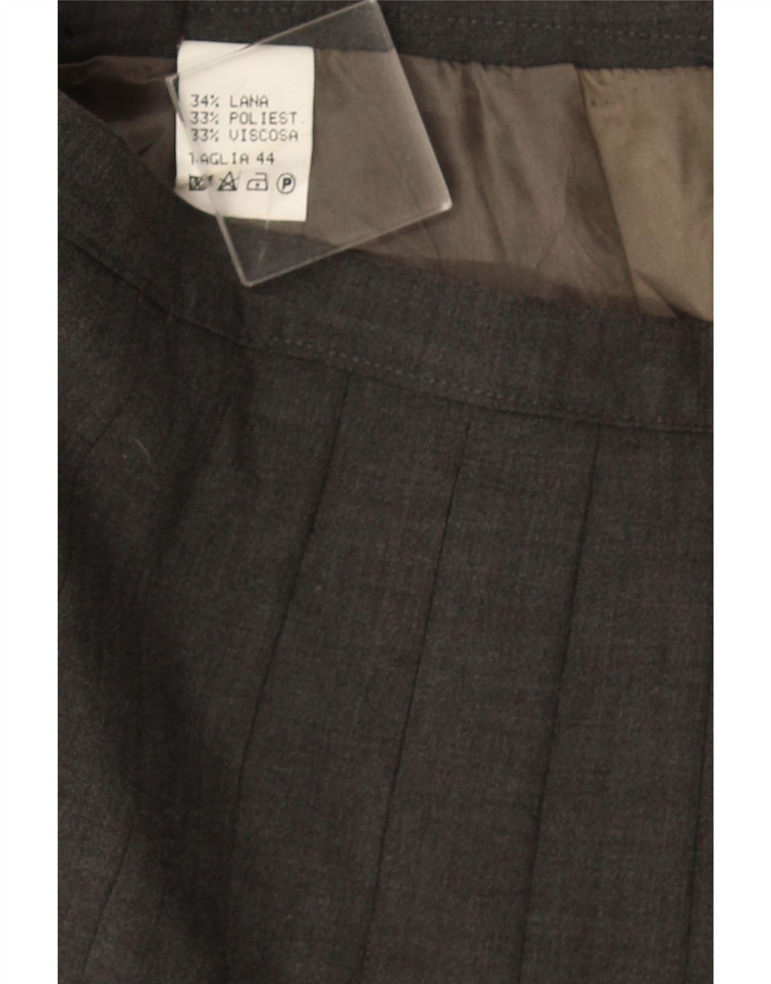 Vintage Damen Messerfaltenrock IT 44 Medium W32 Graue Wolle