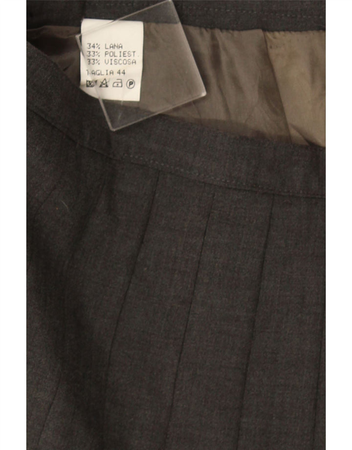 Vintage Damen Messerfaltenrock IT 44 Medium W32 Graue Wolle