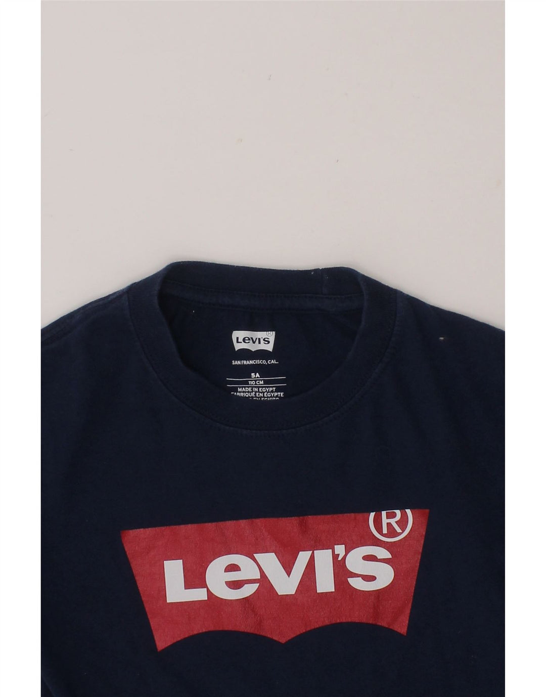 LEVI'S Boys Graphic T-Shirt Top 4-5 Years Navy Blue Cotton Vintage Levi's and Second-Hand Levi's from Messina Hembry 