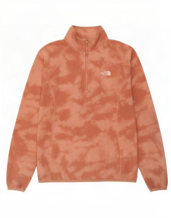The North Face Damen-Fleecepullover mit Reißverschluss am Hals, UK 14, mittelorange, Batikfärbung