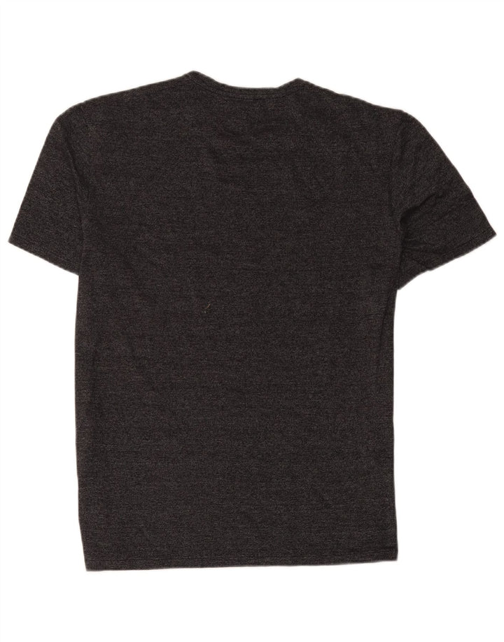 Cos Herren-T-Shirt-Oberteil aus mittelgrau gesprenkelter Baumwolle