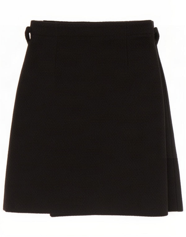 Fabrizio Lenzi Damen Wickelrock IT 42 Medium W26 Schwarze Wolle