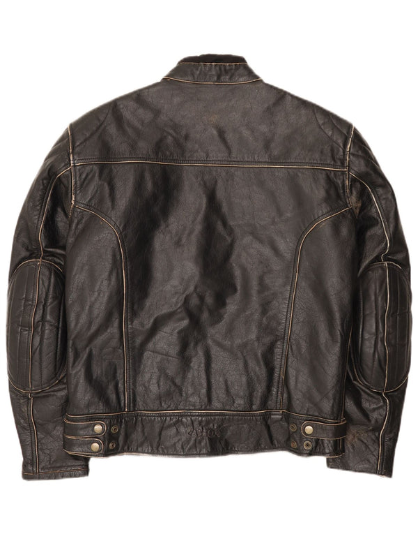 Vintage Herren Leder Racer Jacke EU 52 XL Schwarzes Leder