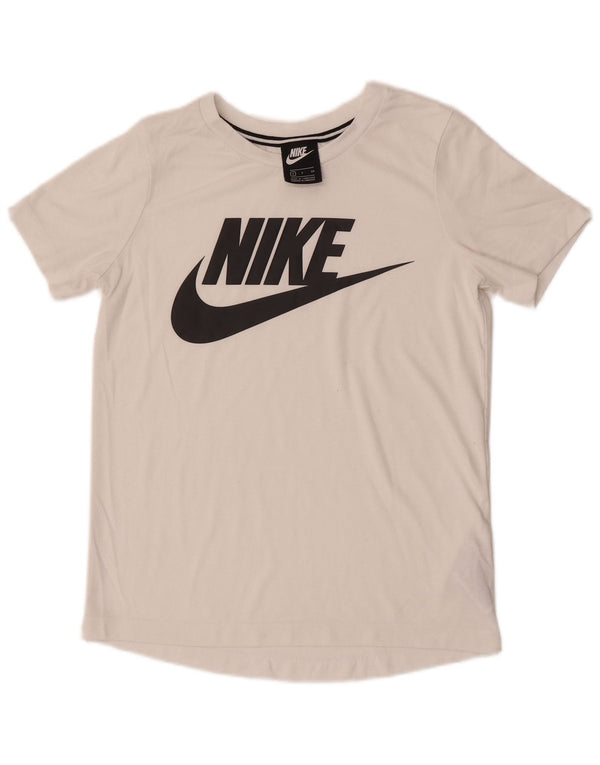 Nike Damen-T-Shirt mit Grafik, UK 10, Größe S, Weiß, Polyester