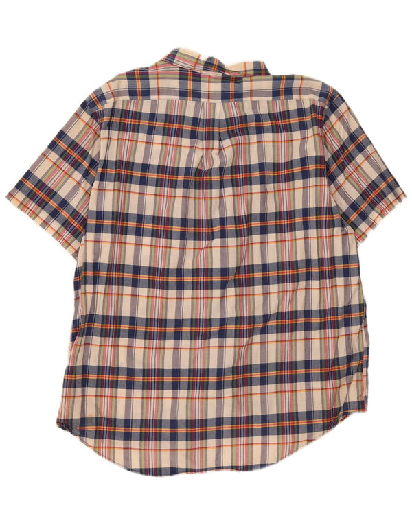 Ralph Lauren Herren-Kurzarmhemd 2XL, beige karierte Baumwolle