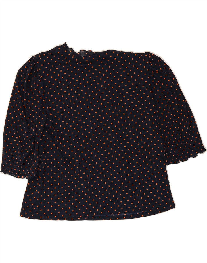 ZARA Womens Blouse Top UK 10 Small Navy Blue Polka Dot Vintage Zara and Second-Hand Zara from Messina Hembry 