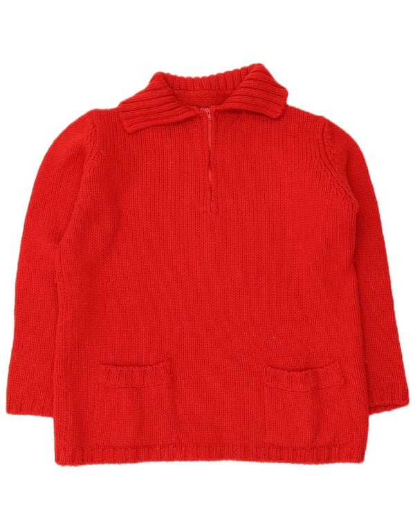 Vintage Damen Rollkragenpullover Pullover UK 16 Große rote Merinowolle