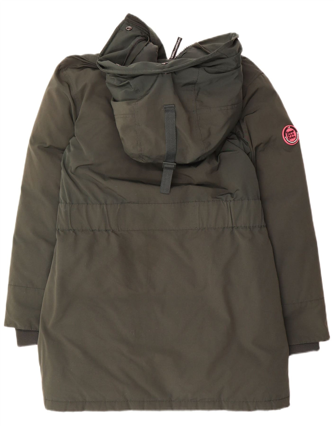 Superdry Wattierter Mantel mit Kapuze für Damen, UK 10, Größe S, grünes Nylon