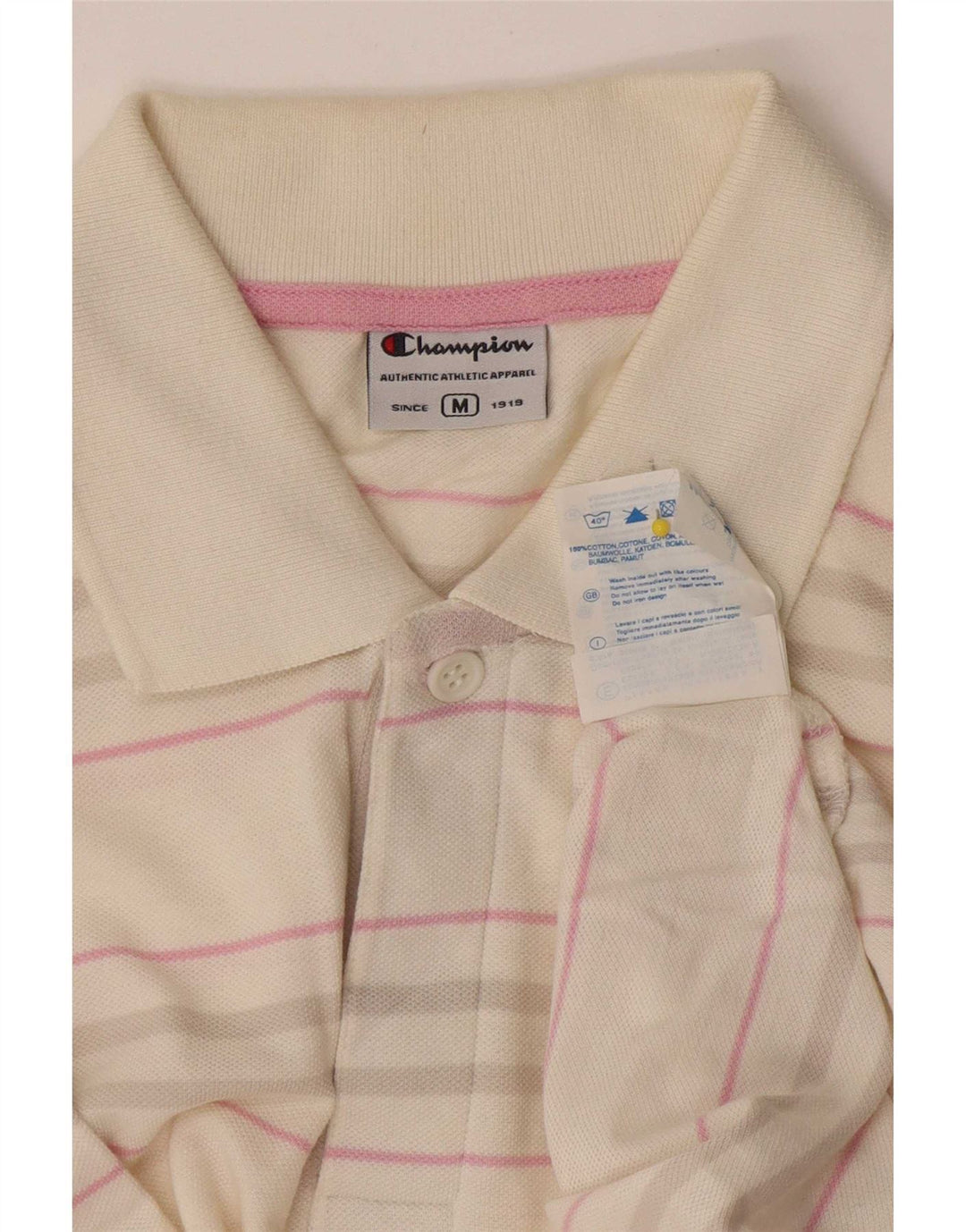 Champion Herren-Poloshirt aus mittelweißer, gestreifter Baumwolle