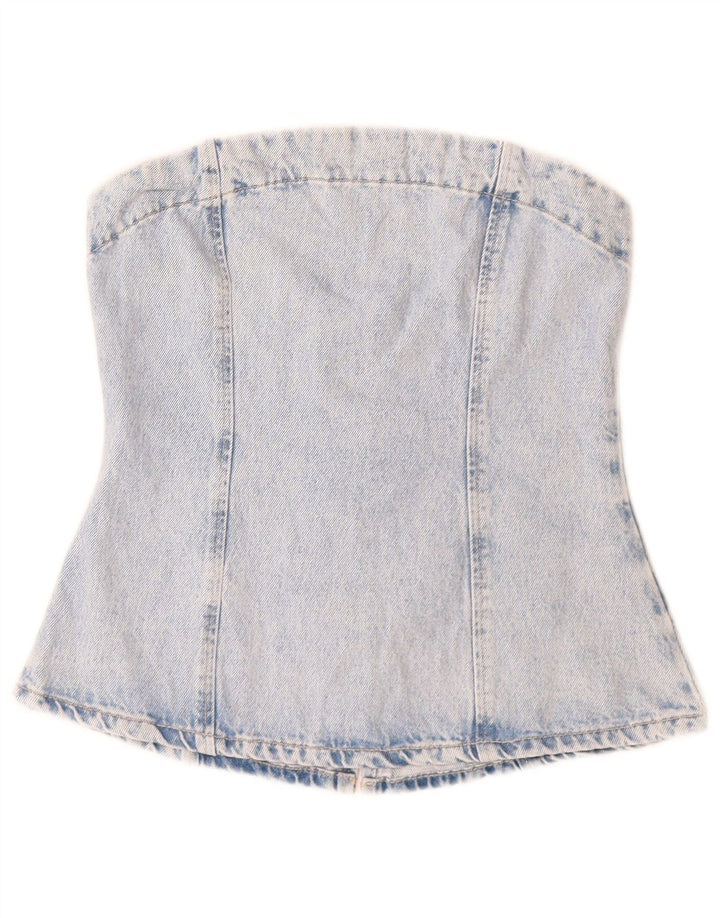 Zara Denim-Korsettoberteil für Damen, Größe S, Größe S, Blau, Baumwolle