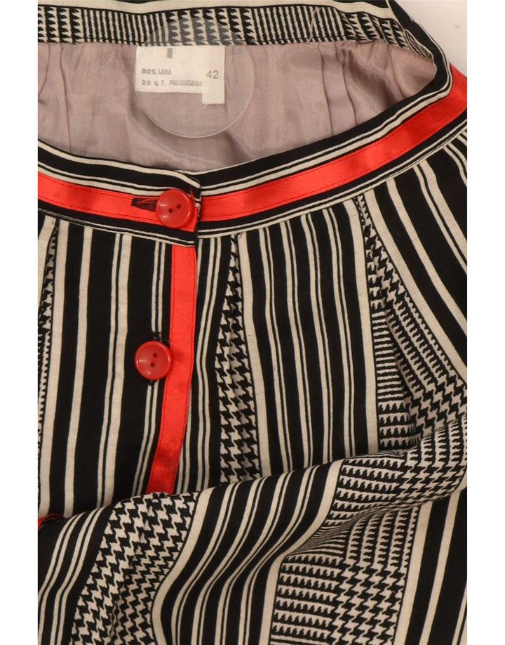 Vintage Damen A-Linienrock IT 42 Medium W25 Schwarze Hahnentrittwolle