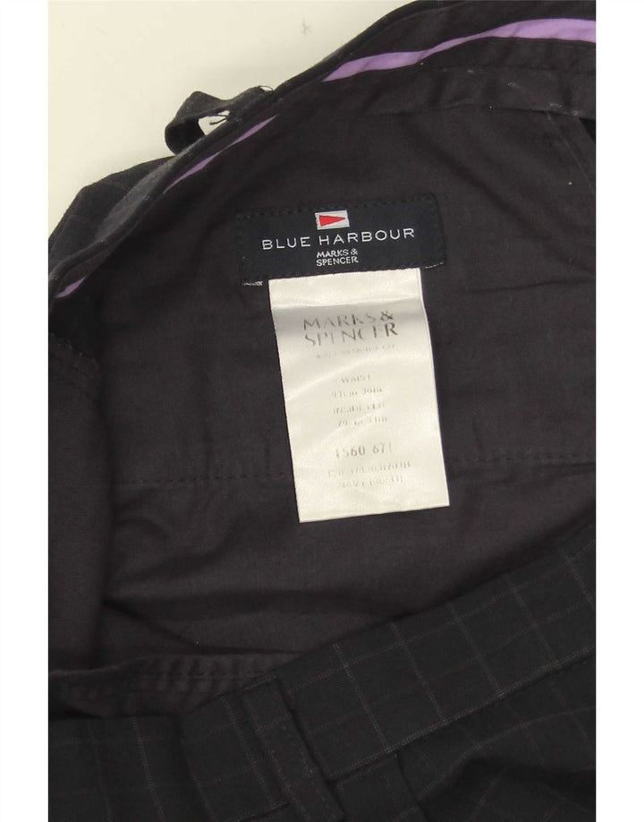 Marks & Spencer Herren Blue Harbor Gerade Anzughose W36 L31 Marineblau kariert