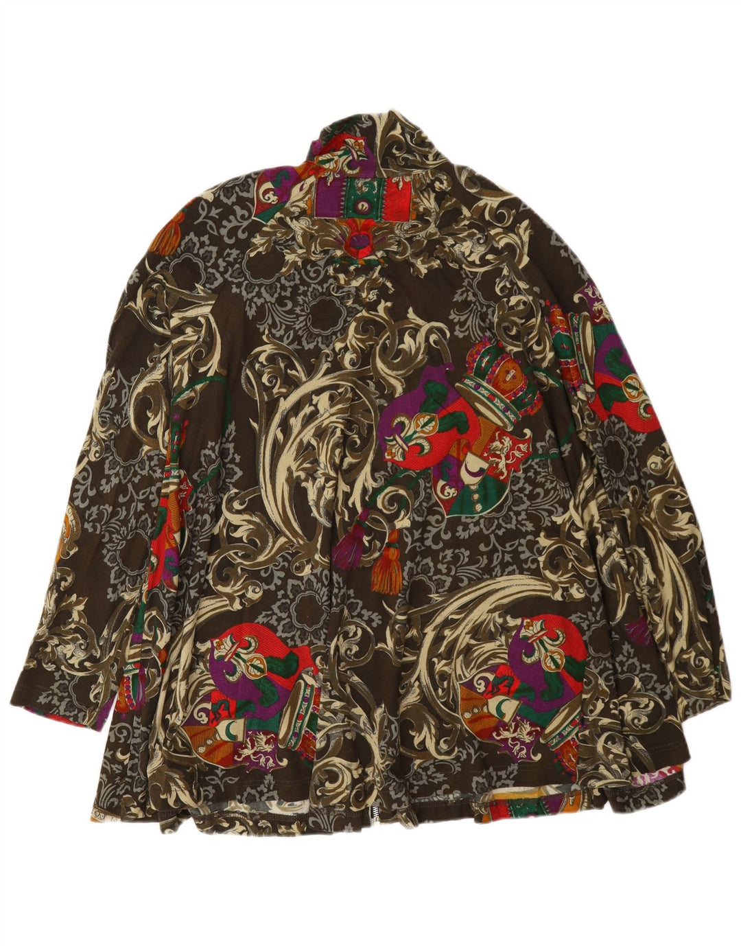 Vintage Damen Übergroßer Mantel UK 14 Mittelmehrfarbige Paisley-Baumwolle
