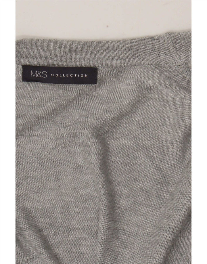Marks & Spencer Damen Pullover mit asymmetrischem V-Ausschnitt, Gr. 14, Mittelgrau