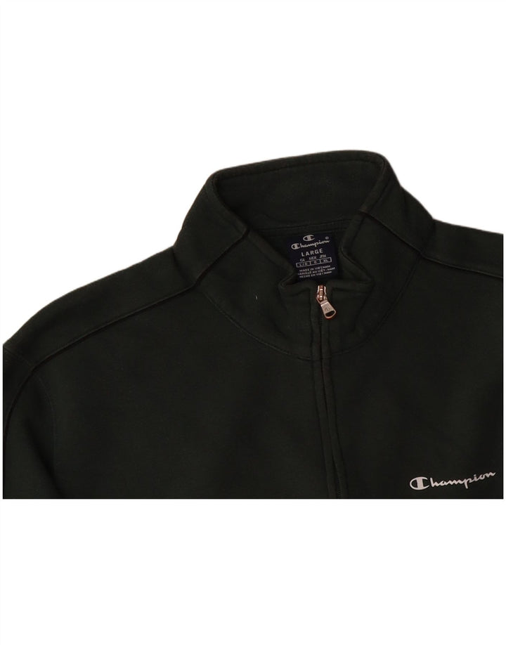 CHAMPION Mens Tracksuit Top Jacket Large Green Cotton