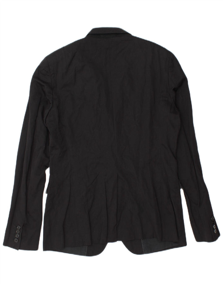 All Saints Herren-Blazer mit 2 Knöpfen, UK 40, große schwarze Wolle
