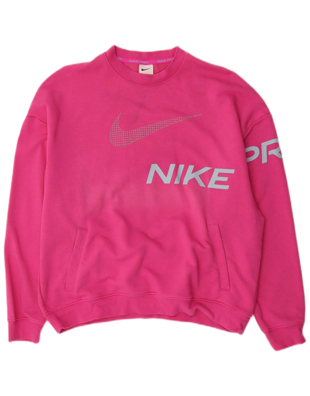 Nike Womens Graphic Oversized Sweatshirt Pullover UK 14 Mittelrosa Baumwolle