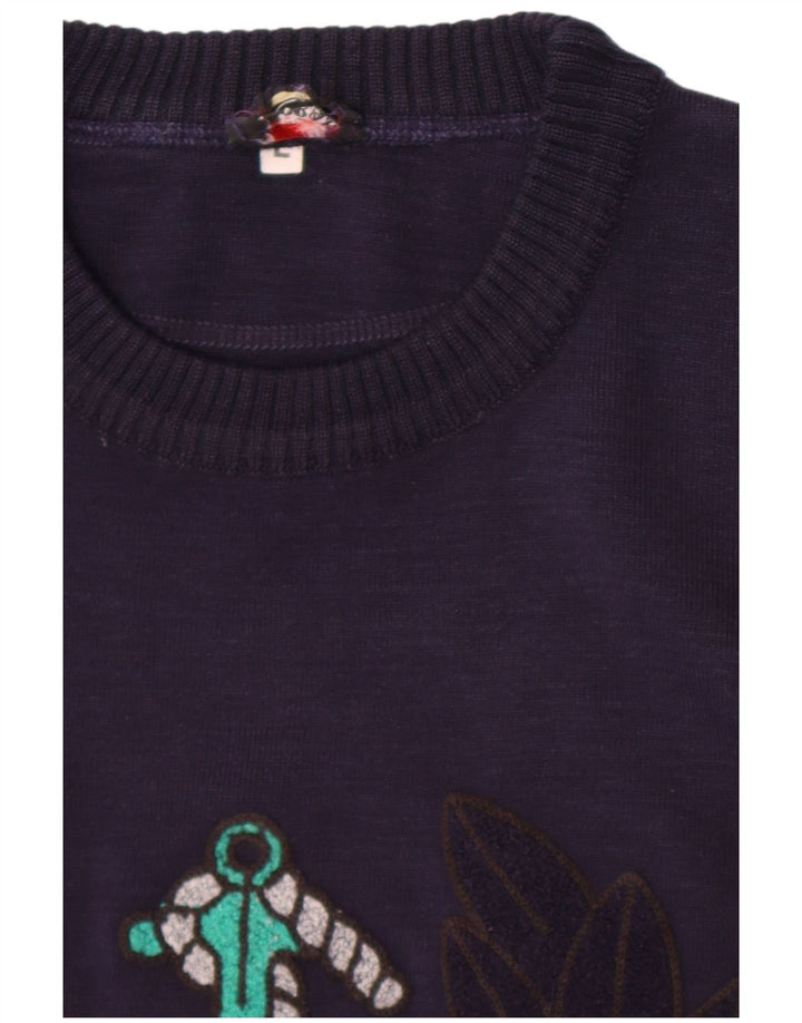 Blue Drake Herren-Pullover mit grafischem Rundhalsausschnitt, Größe L, Marineblau
