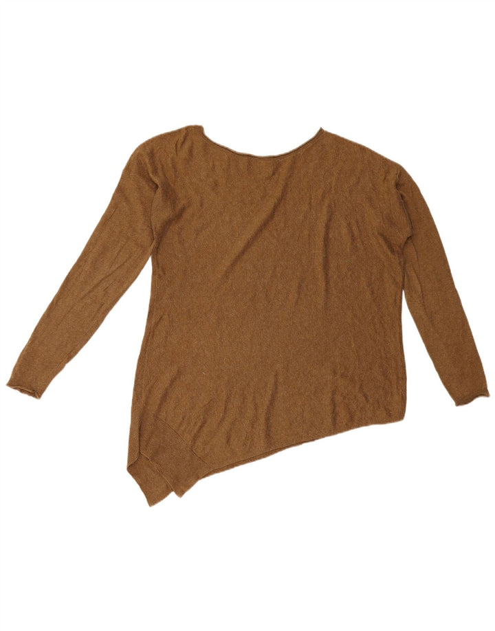 Asymmetrischer Pullover mit U-Boot-Ausschnitt für Damen von Zara, Gr. 14, Mittelbraun