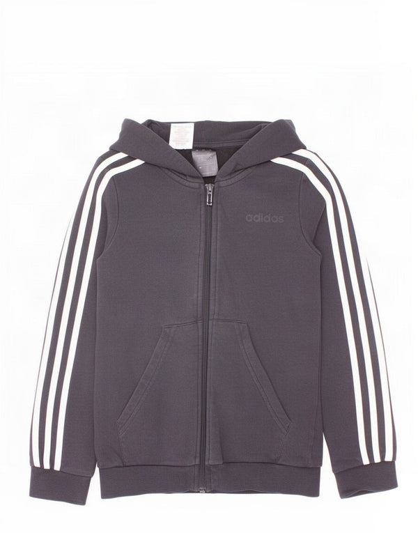 Adidas Jungen-Kapuzenpullover mit Reißverschluss, 9–10 Jahre, schwarze Baumwolle