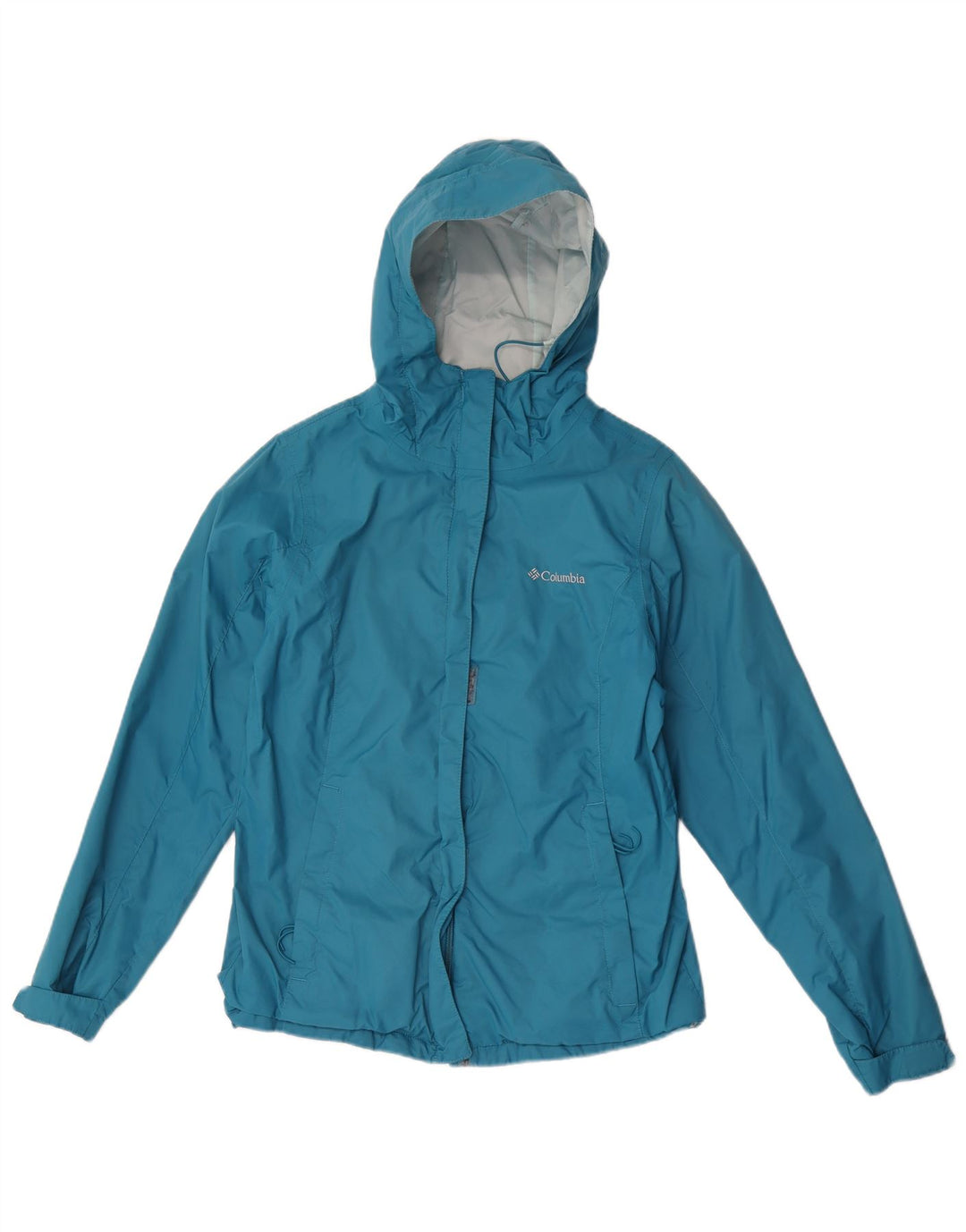 Columbia Damen-Regenjacke mit Kapuze, übergroß, UK 10, klein, blaues Nylon