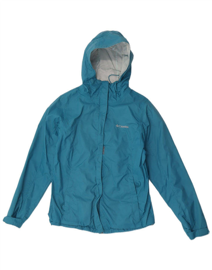 Columbia Damen-Regenjacke mit Kapuze, übergroß, UK 10, klein, blaues Nylon
