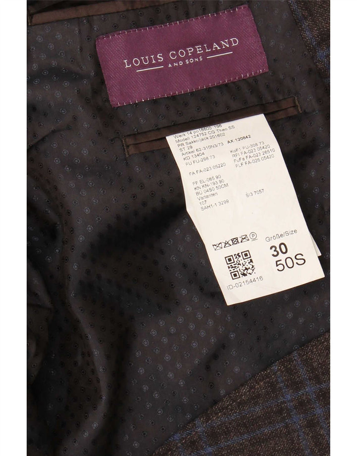 Louis Copeland Herren-Blazer mit 2 Knöpfen, EU 50, großes braunes Karomuster