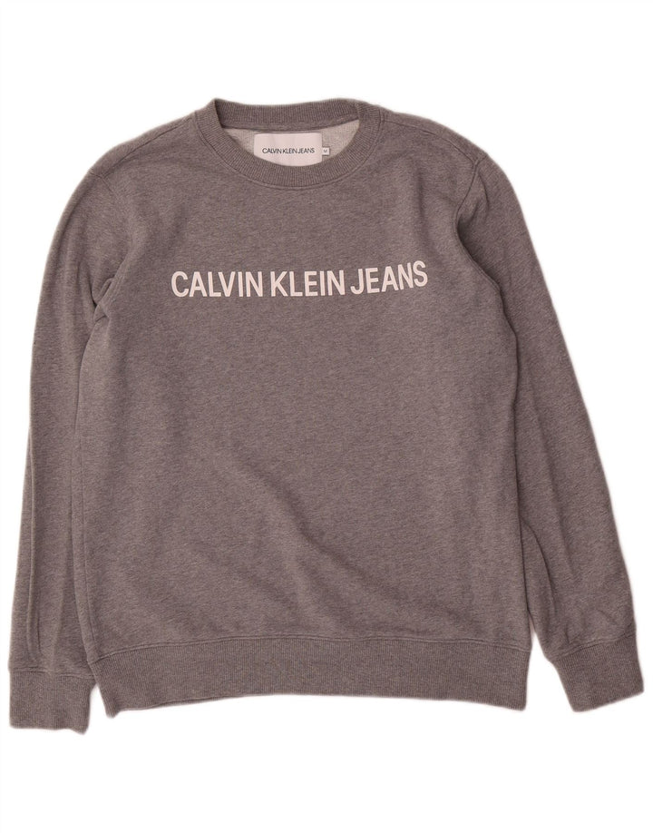 Calvin Klein Jeans Herren Grafik-Sweatshirt-Pullover Mittelgrau meliert