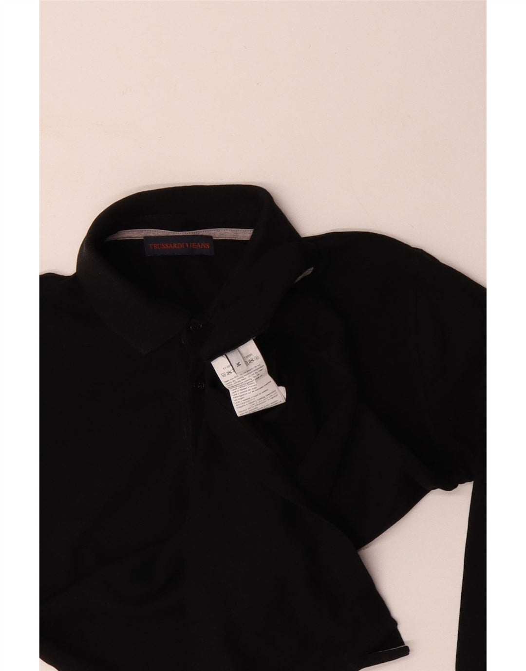 TRUSSARDI JEANS Herren-Langarm-Poloshirt aus mittelschwarzer Baumwolle