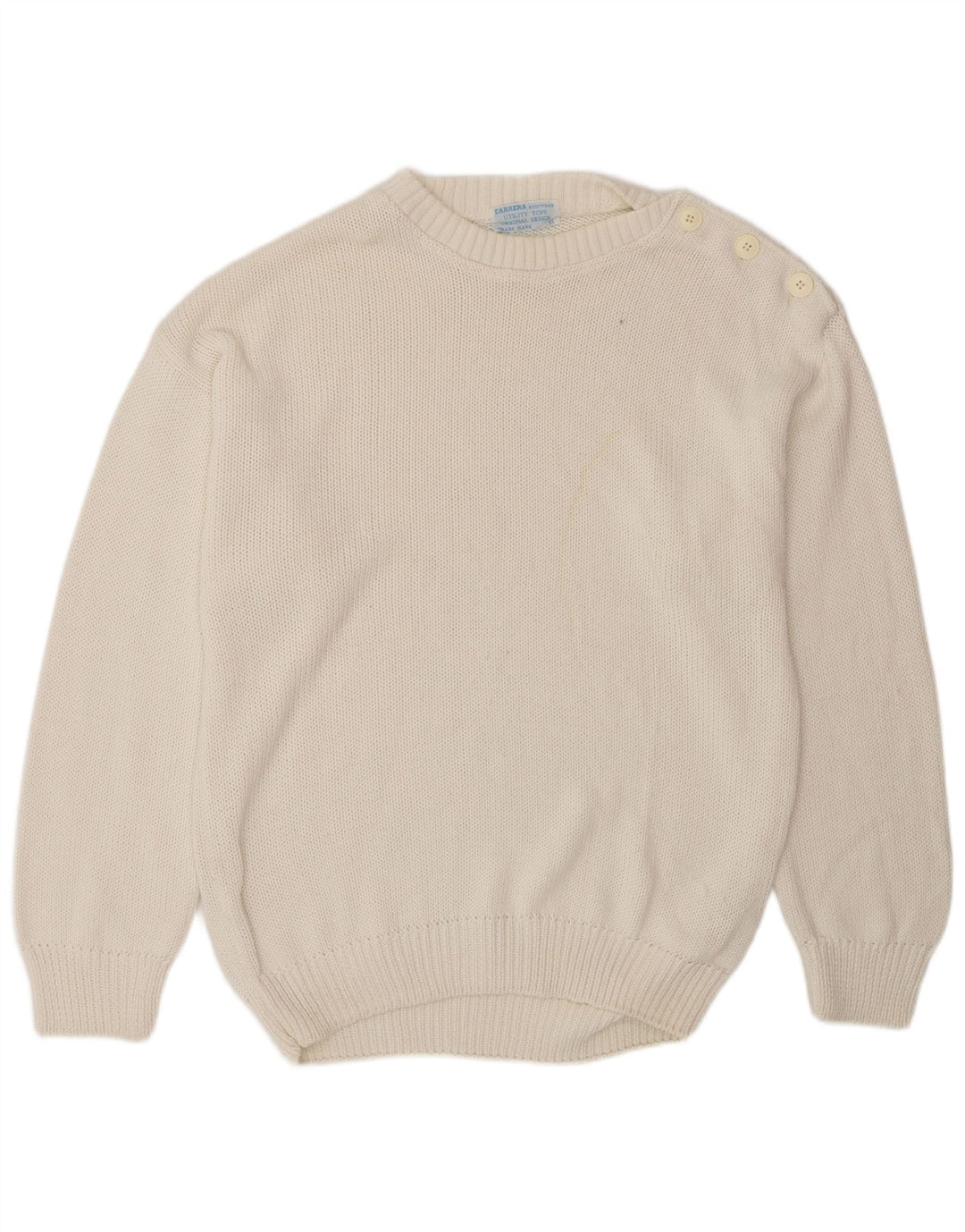 Carrera Herren-Pullover mit Rundhalsausschnitt, XL, weiße Baumwolle