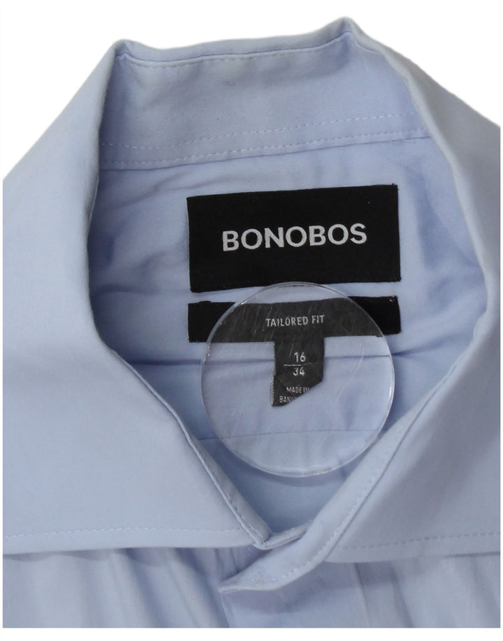 BONOBOS Herren-Pulloverhemd mit maßgeschneiderter Passform, Größe 16, große blaue Baumwolle