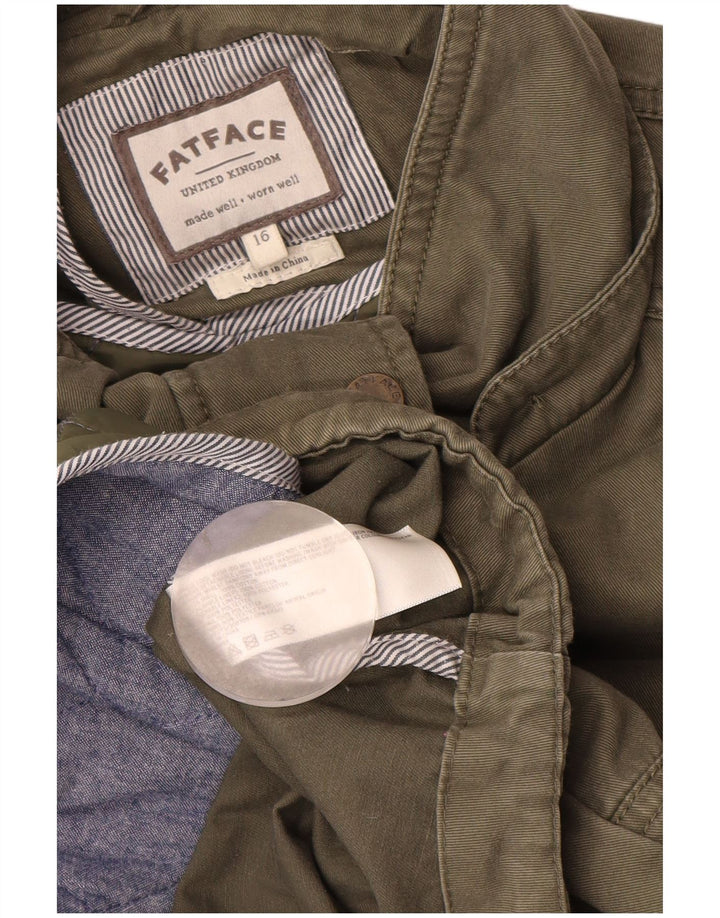 Fat Face Parka-Jacke für Damen, UK 16, Größe L, Khaki, Baumwolle