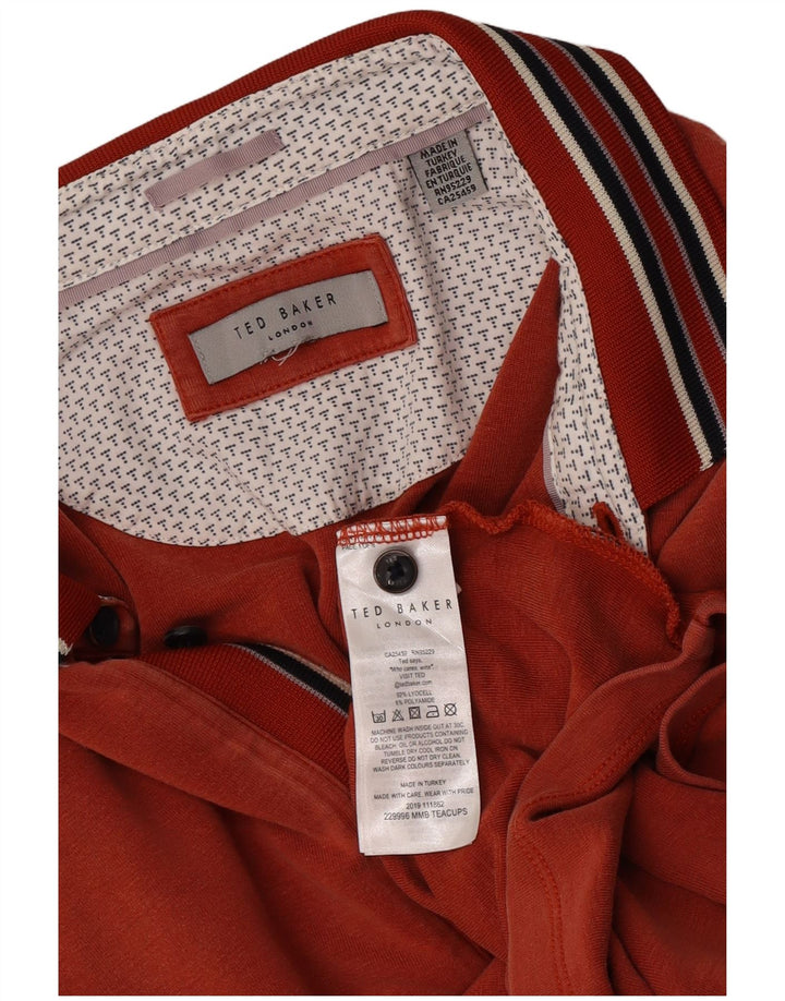 Ted Baker Herren Poloshirt XL Orange gestreift Lyocell