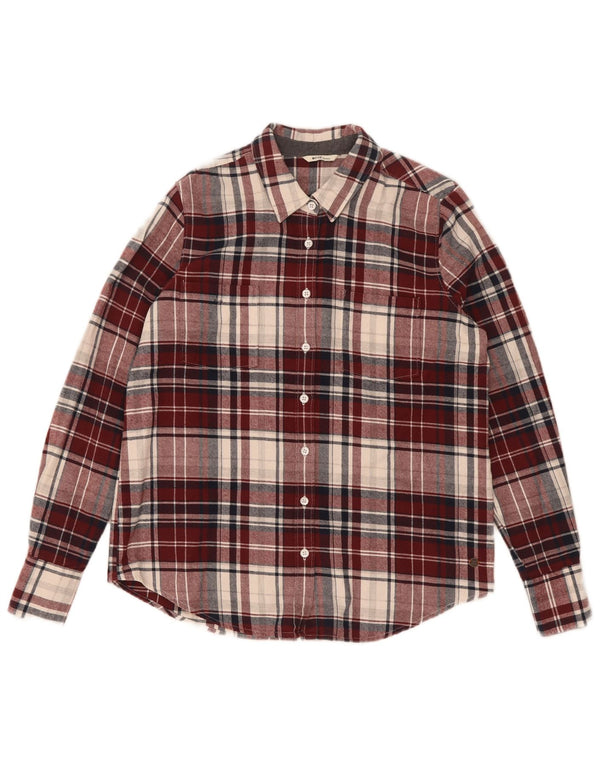 Mustang Damen Flanellhemd EU 34 XS Burgunderrot karierte Baumwolle