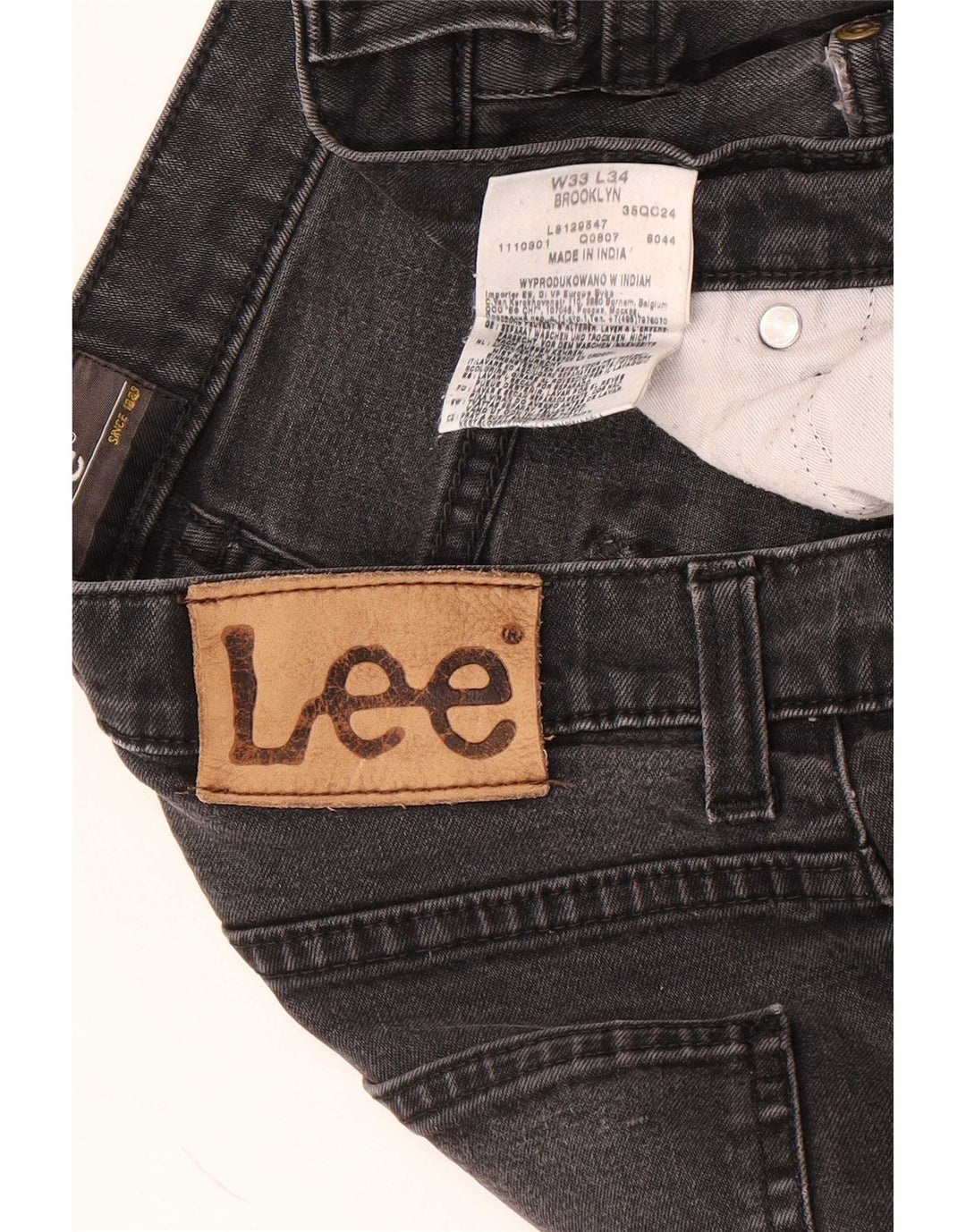 Lee Herren Brooklyn Straight Jeans W33 L31 Schwarze Baumwolle