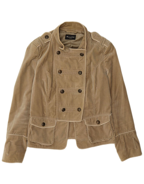 Massimo Dutti Damen Zweireihige Militär-Blazerjacke UK 18 XL Beige