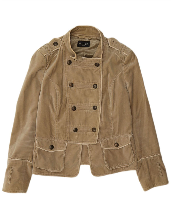 Massimo Dutti Damen Zweireihige Militär-Blazerjacke UK 18 XL Beige