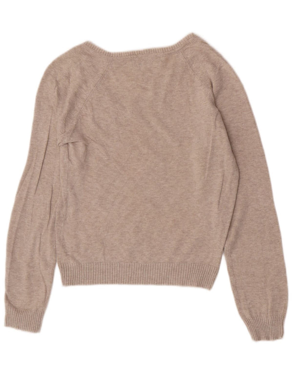 Zara Damen Crop V-Ausschnitt Pullover Pullover UK 12 Mittelgrau Argyle/Diamant