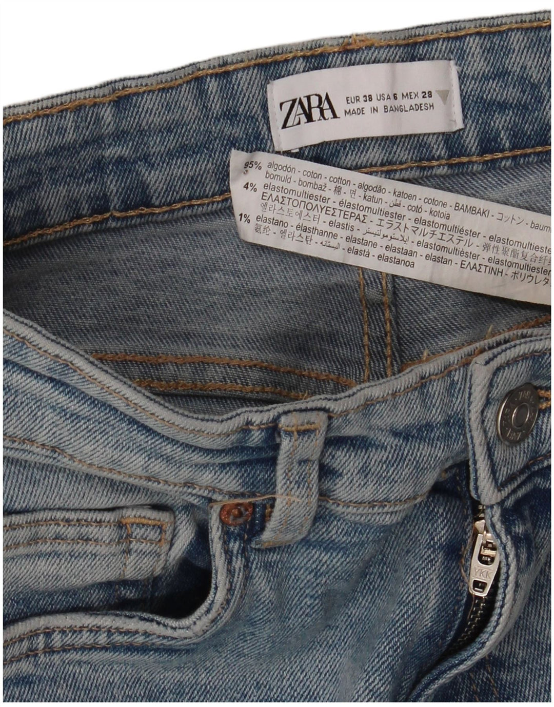 ZARA Damen Skinny Jeans EU 38 Small W28 L28 Blaue Baumwolle