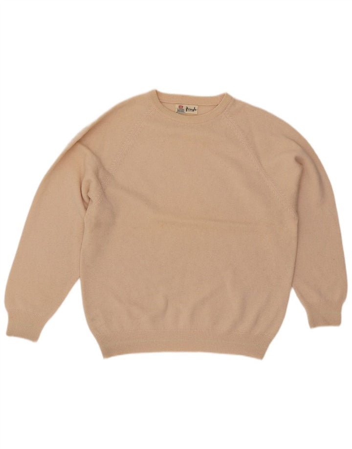 Pringle Herren-Pullover, lockere Passform, Rundhalsausschnitt, Größe S, beige Wolle